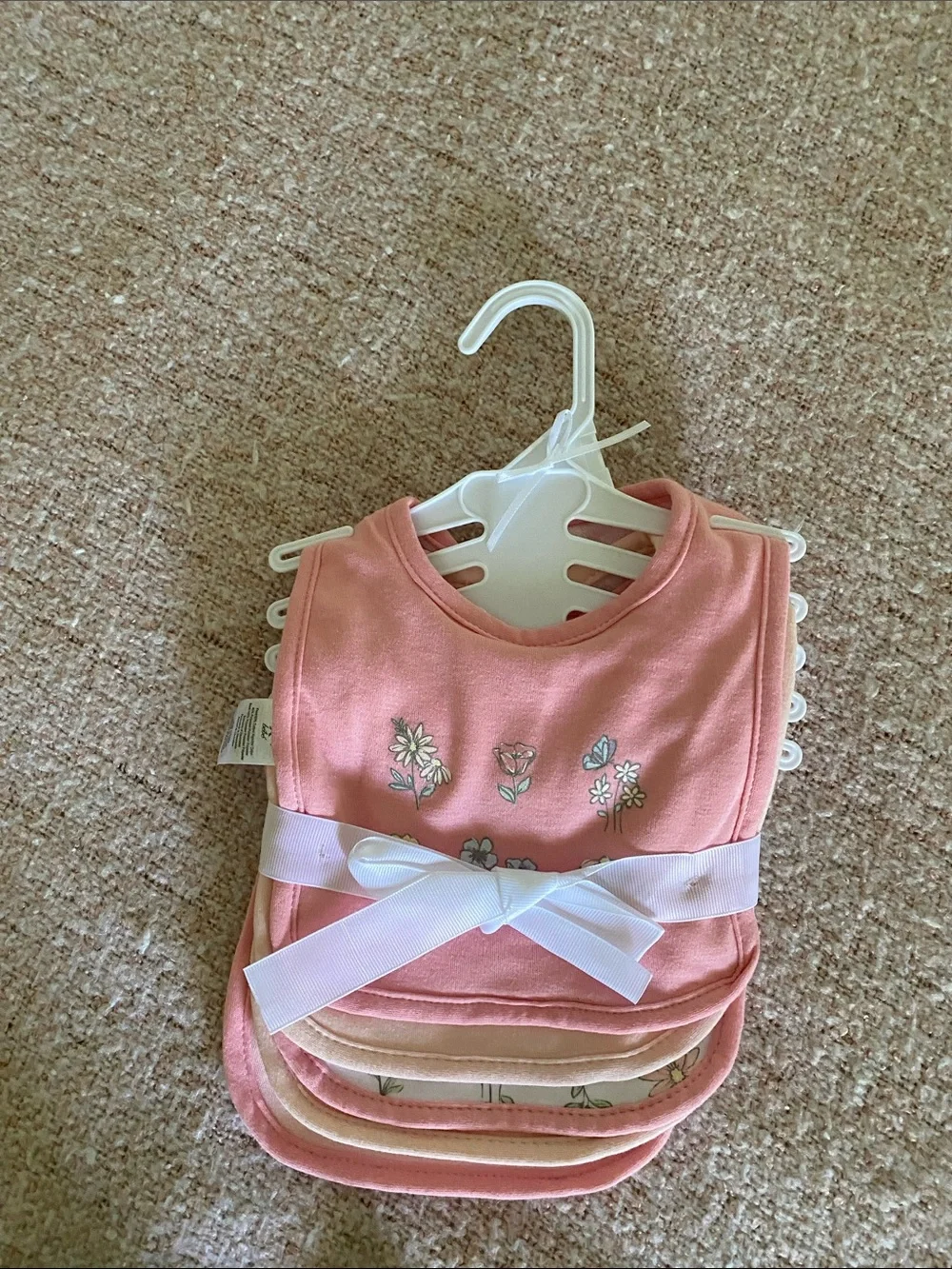 Pink Floral Baby Bib Set
